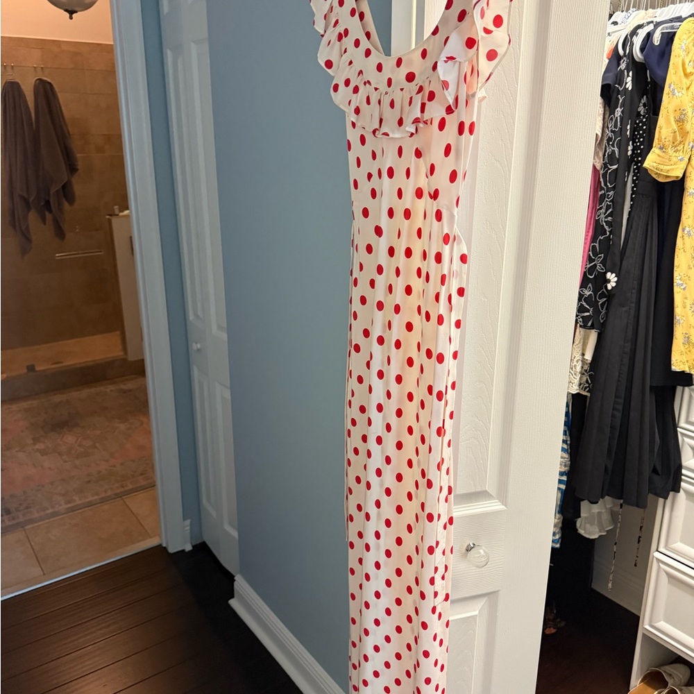 Realisation Par Red Polka Dot Maxi Dress Claudia Schiffer